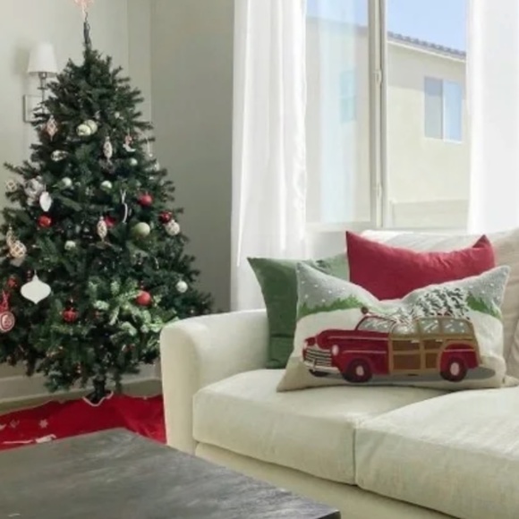 Pottery Barn Other - Pottery Barn Woody Car Crewel Embroidered Lumbar Pillow Cover • Christmas Tree